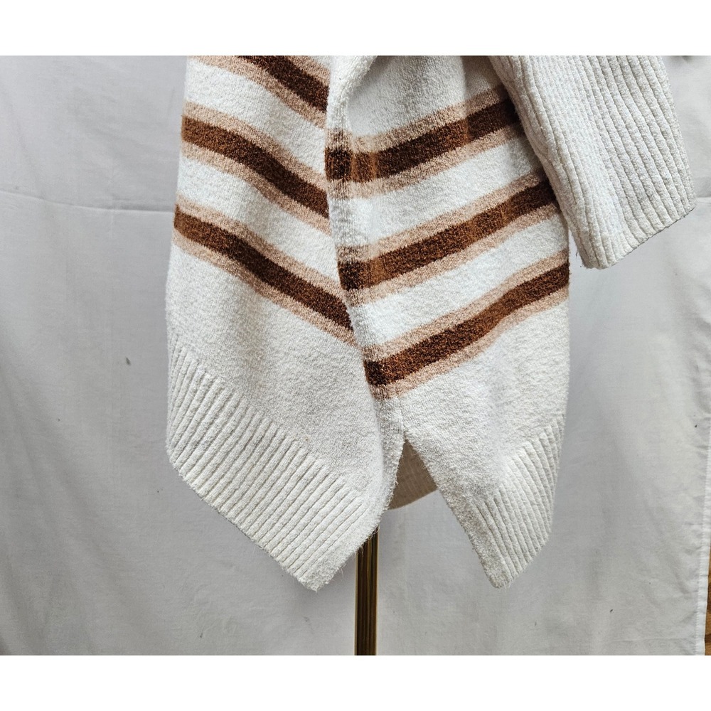 Loft Outlet Striped‎ Mock Neck Poncho Sweater Cream Brown XL Preppy Minimalist - Picture 3 of 5
